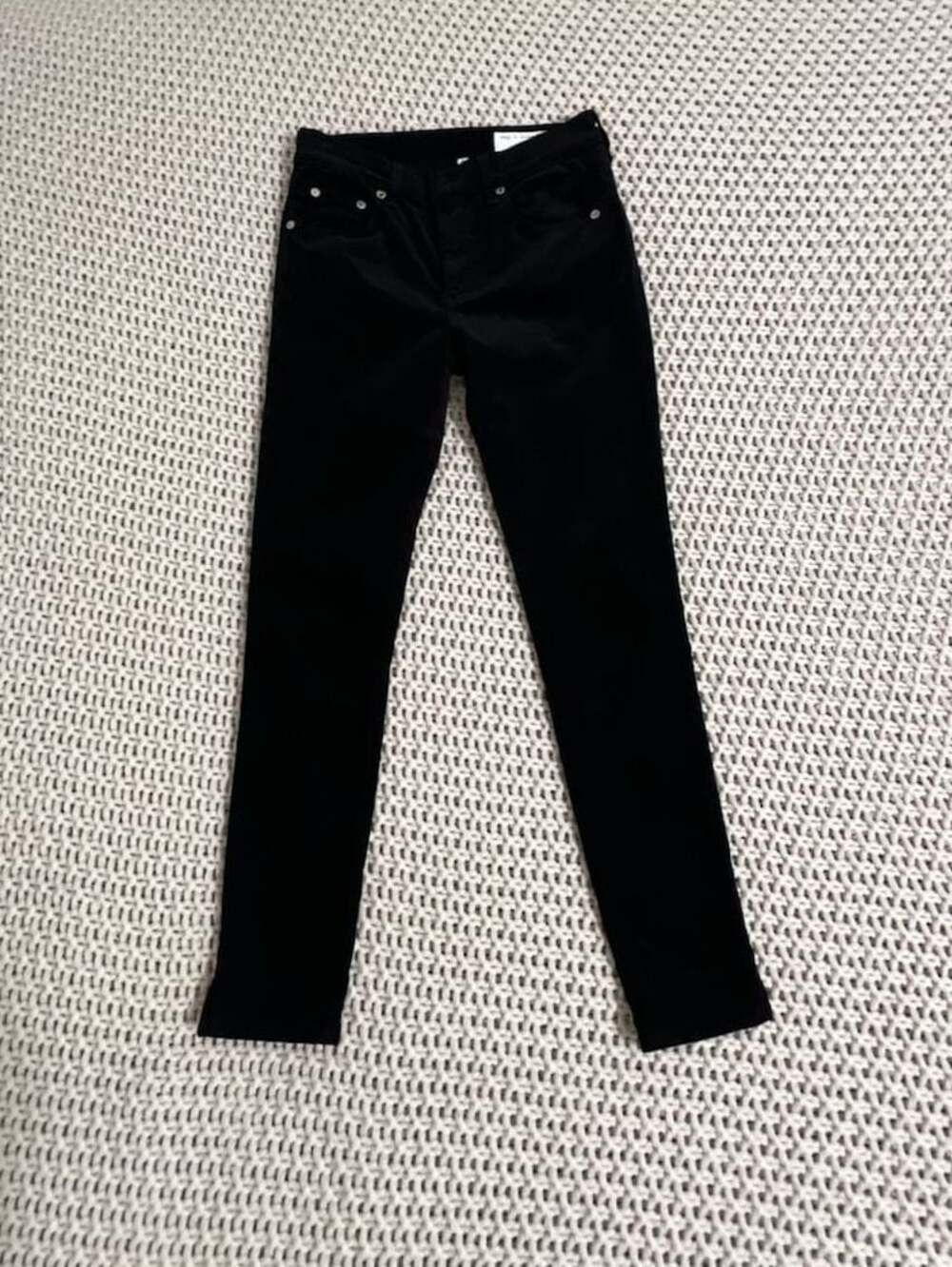 Rag & Bone High Rise Ankle Skinny Black Velvet Pants Size 26